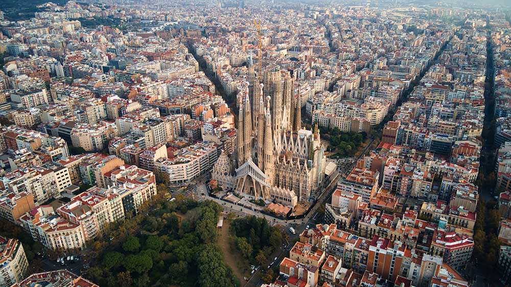 Aerial,Drone,View,Of,Barcelona,,Spain.,Blocks,With,Multiple,Residential