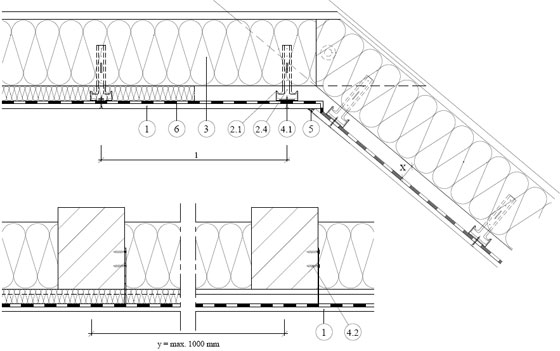 Rigips обшивка на скатен покрив на метална конструкция от Rigips CD профили монтирани с окачвачи за дърво 4.70.14
