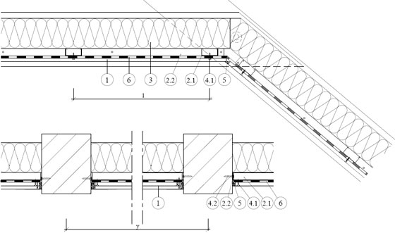 Rigips обшивка на скатен покрив на метална конструкция от Rigips CD профили с видими греди 4.72.00