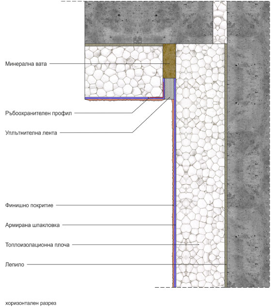 Вертикална деформационна фуга в две равнини (посредством ръбоохранителен профил)